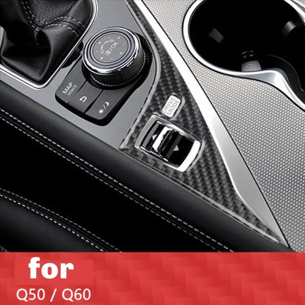 

For Infiniti Q50 Q60 2014-2020 Car Interior Center Console Panel Real Carbon Fiber
