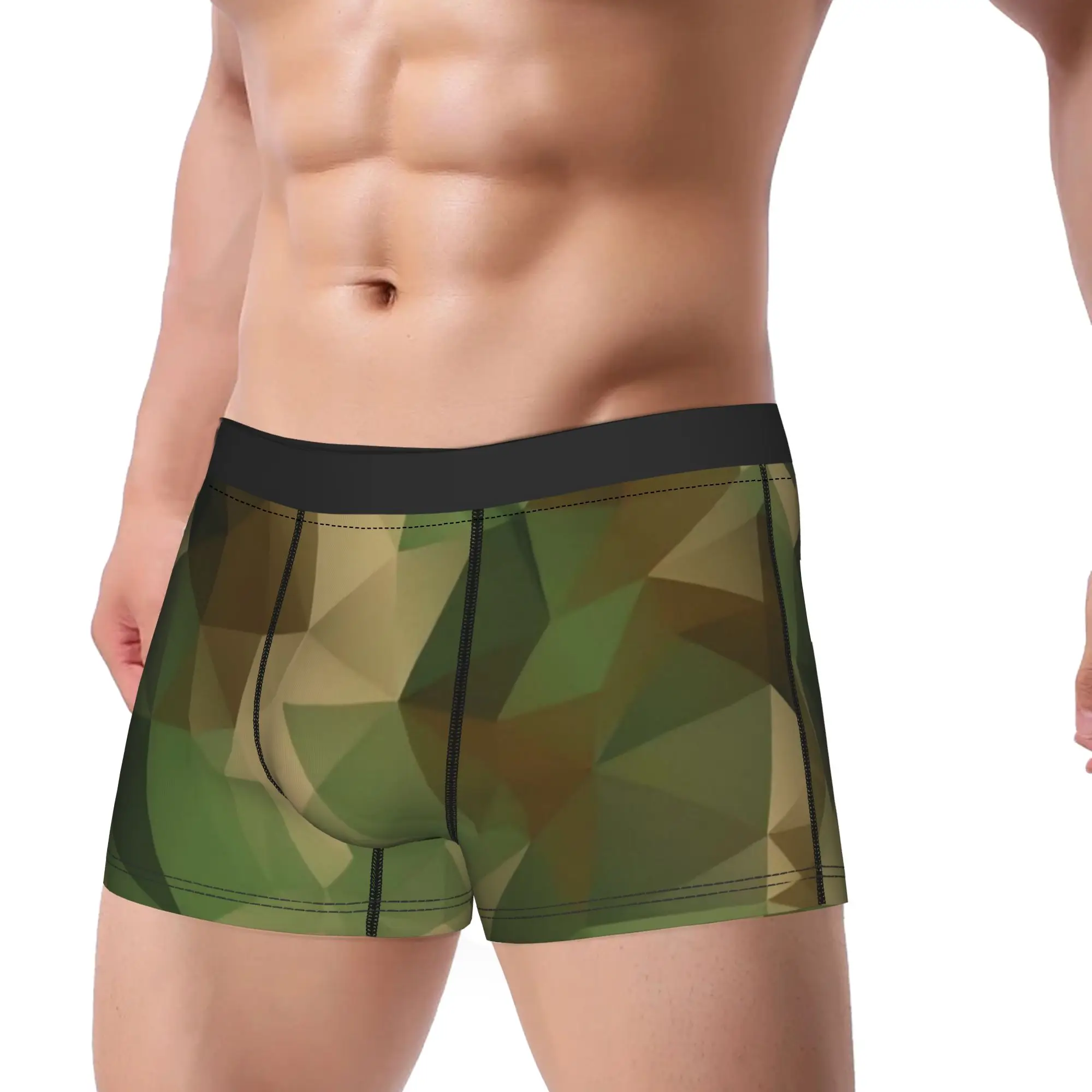 Green And Brown Camo  Underwear  Breathable Panties Pattern Shorts Briefs For Men Pouch Plus Size Boxershorts