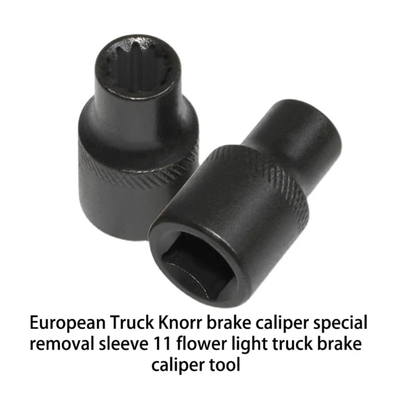 11pt Truck Brake Caliper Socket Special Removal Sleeve Truck Brake Caliper Tool 3/8\'\' Brake Pad Screw Remover for Knorr D7YA