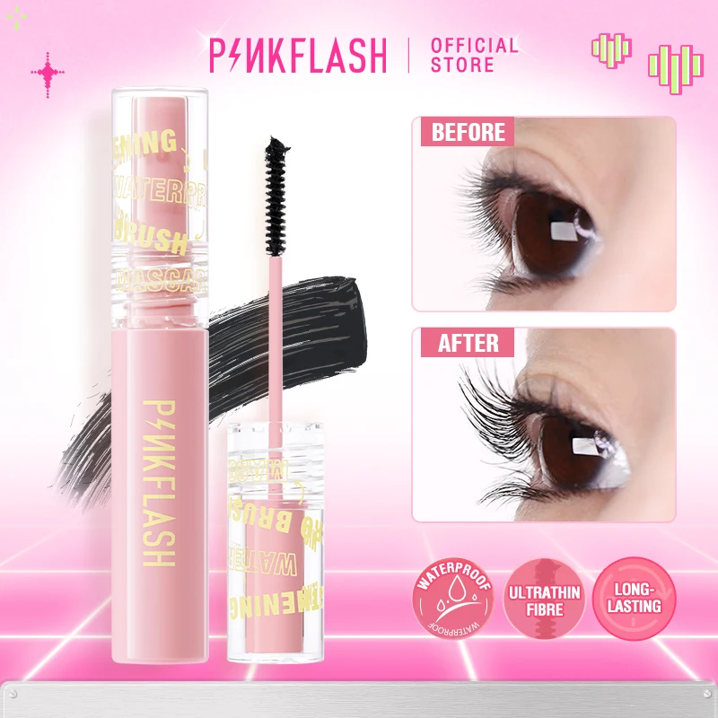 

PINKFLASH 3D Silk Fiber Black Mascara Waterproof Smudge-proof Curling Lengthening Eyelashes Extension Eyebrow Makeup Cosmetics