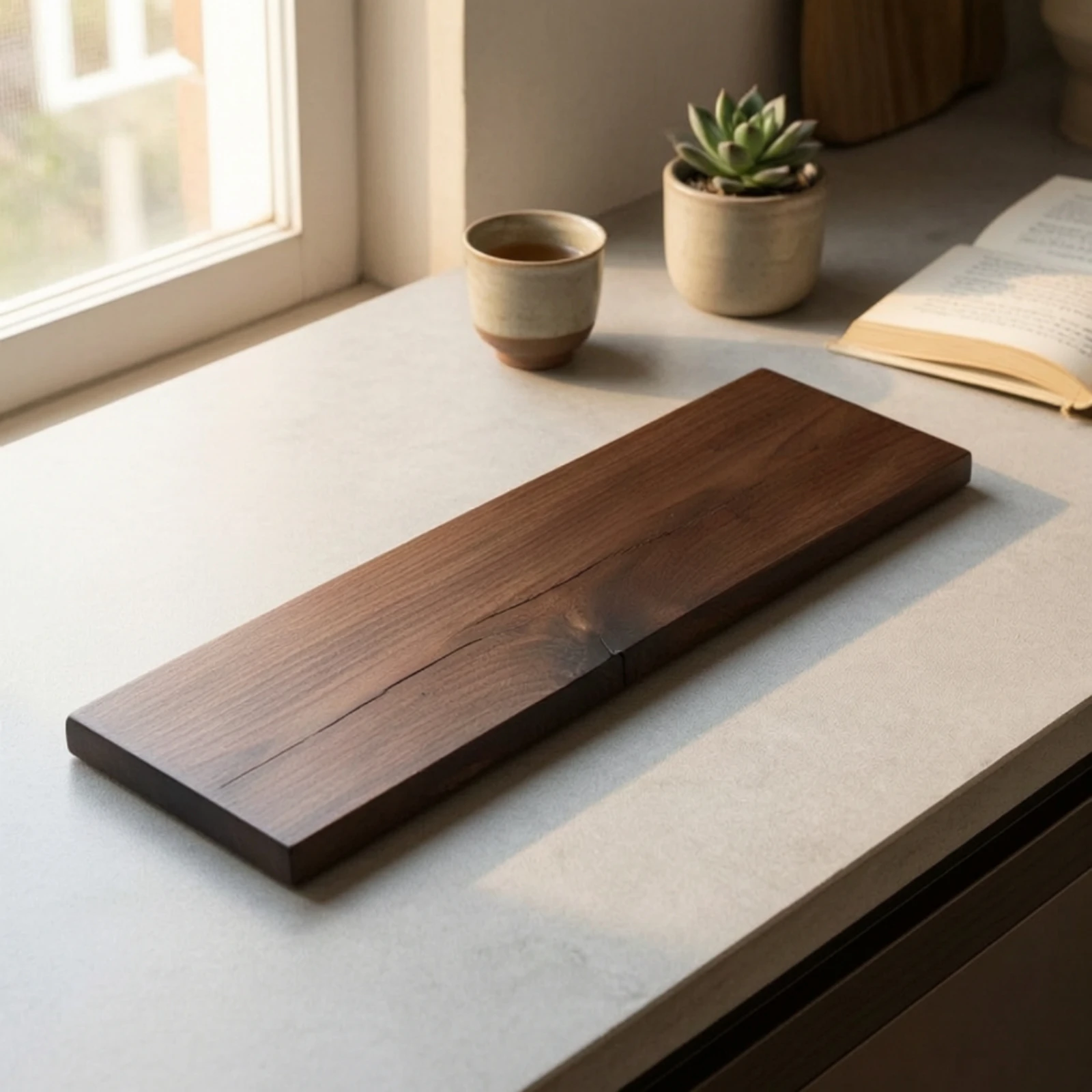 Dry Tea Tray Minimalist Walnut Tea Tray Rectangle Platter Hand-Finished Elegant for Minimalists