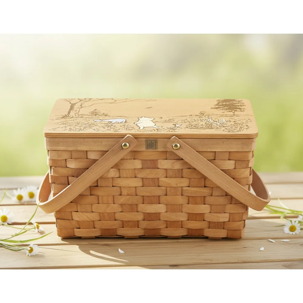 

Vintage Insulated Picnic Basket Lunch Bag Cooler for Women Outdoor Office Disney Winnie The Pooh