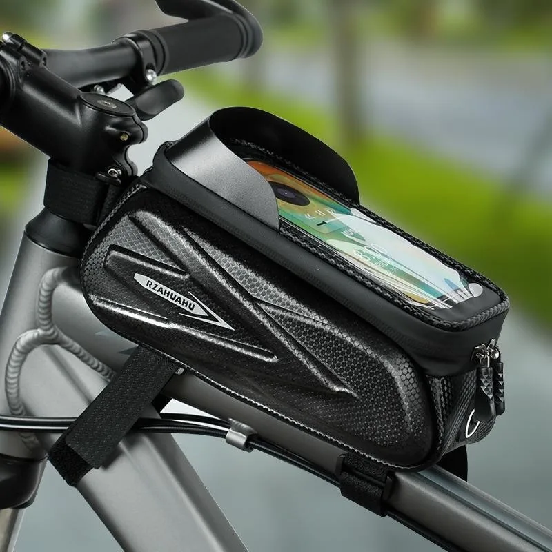 

Hard Shell Bike Bag Touch Screen Waterproof Top Tube Bag Cycling Front Beam Storage Pouch for Mountain Road Bicycle
