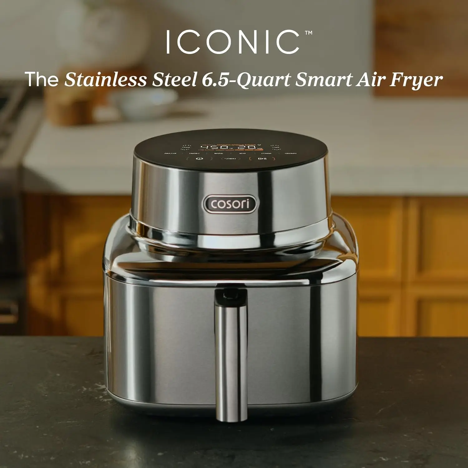 6.5 Qt Smart Air Fryer with Stainless Steel Body, PFAS-Free Ceramic Coating, Max 450°F, Even Cooking - Air Fry, Roast, Bake, Dry