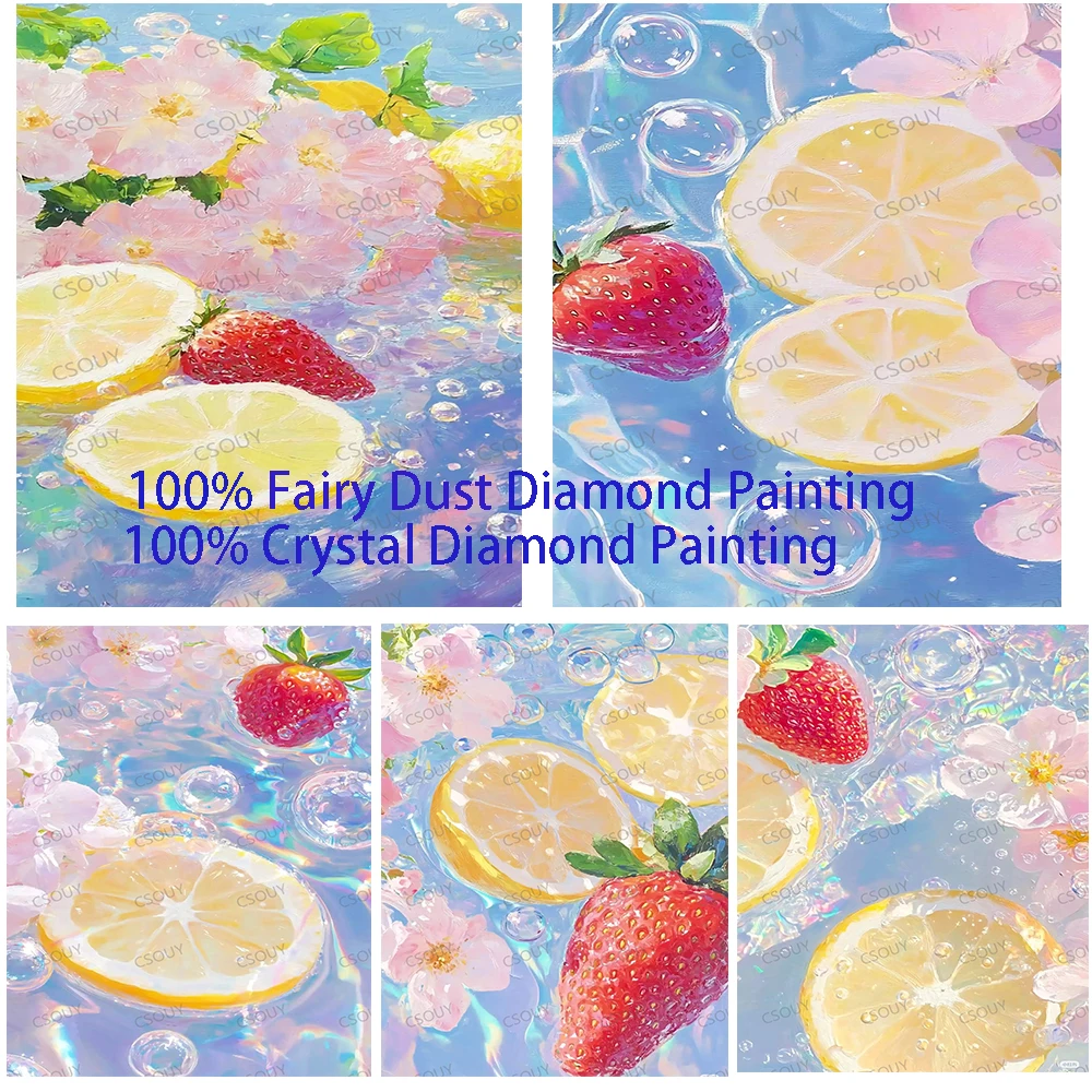 Fruit Flower Collision Fairy Dust Full Square Drill Crystal Diamond Painting Cross Stitch Embroidery Mosaic Needlework Rhineston