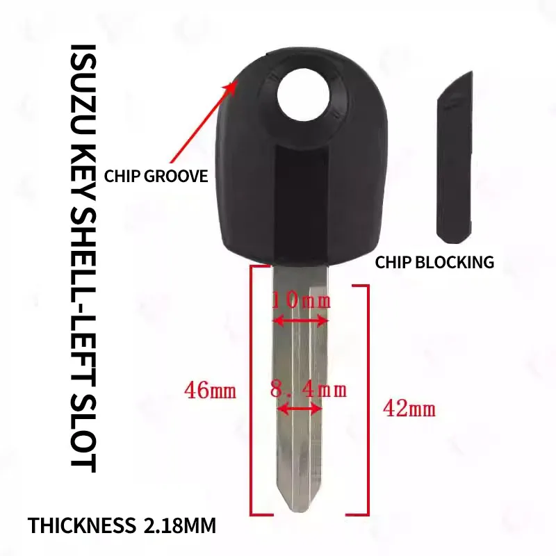 이스즈용 쉘 왼쪽 슬롯 보조 키, 스즈키 이스즈 문짝 점화 잠금 키 배아에 적합, 칩 슬롯 포함