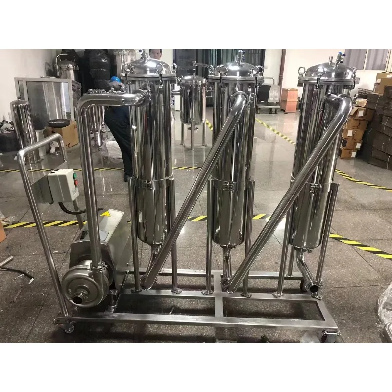 Oil Micro Cartridge Filter Housing Stainless Steel Sanitary Bag Filter System with Centrifugal Pump Trolley