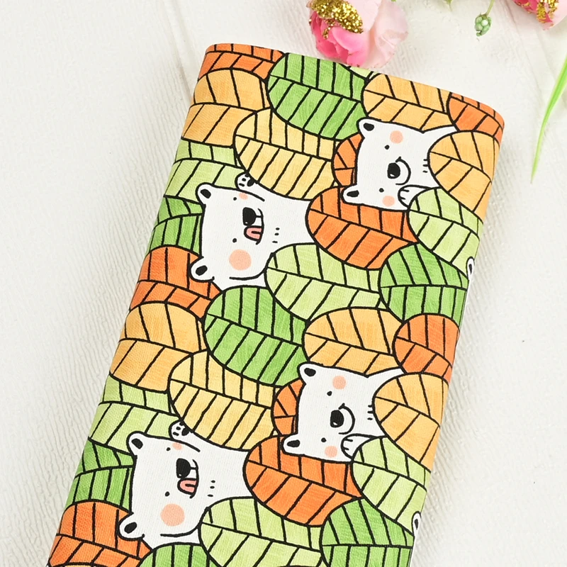 Thin Cotton Canvas Fabric By The Yard,Cartoon Animals Printed Canvas For Sewing Patchwork Clothes Dress Bags Quilting Material