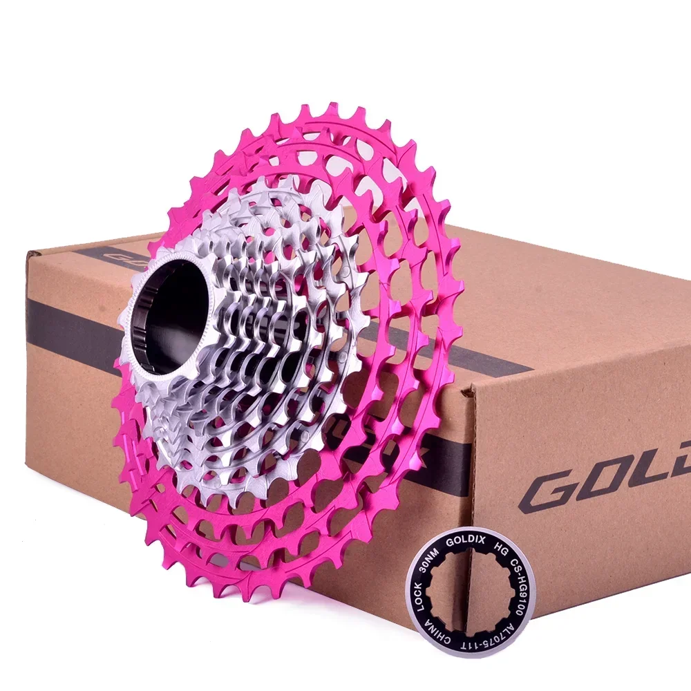 

GOLDIX Ultralight Road Bike Pink Freewheel 11/12Speed 28-36T CNC Hollow HG Structure Freewheel 11/12v Speed Bicycle Chain Wheel