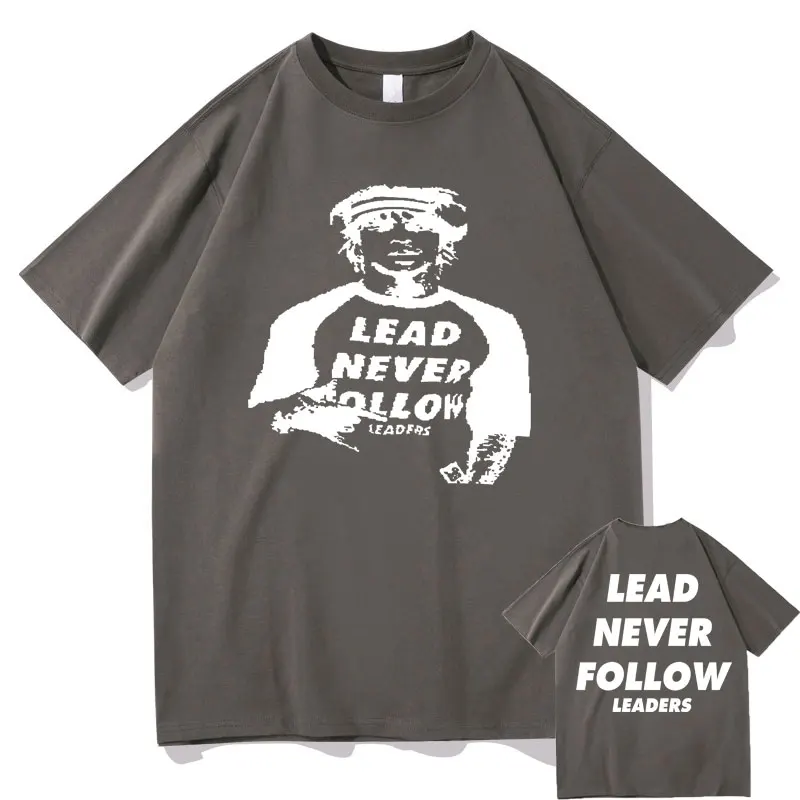 Rapper Chief Keef Lead Never Follow Leaders Double Sided Print T-shirt Male Vintage Tshirt Men Hip Hop Casual Oversized T Shirts