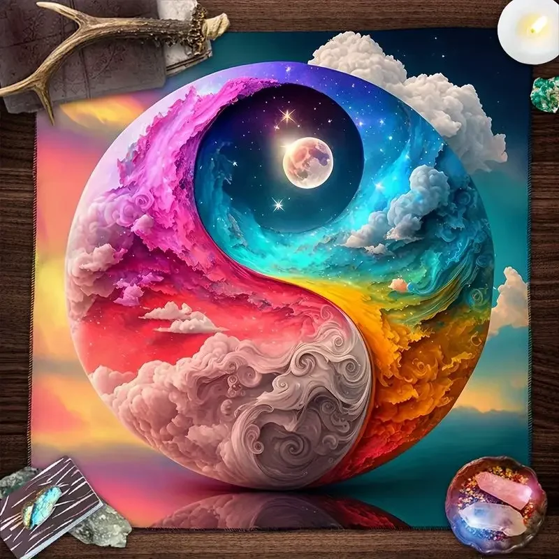 VIKAMA Rainbow Yin Yang Tai Chi Tarot Tablecloth Altar Divination Spiritual Cultivation Underworld Divination Desktop Layout