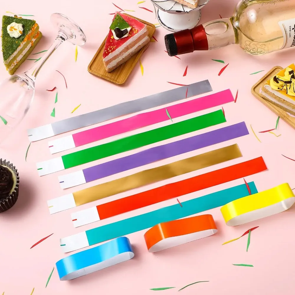 100 Pcs Paper Tyvek Wristbands Waterproof Party Synthetic Paper Wrist Swimming Multipurpose Disposable Wristbands