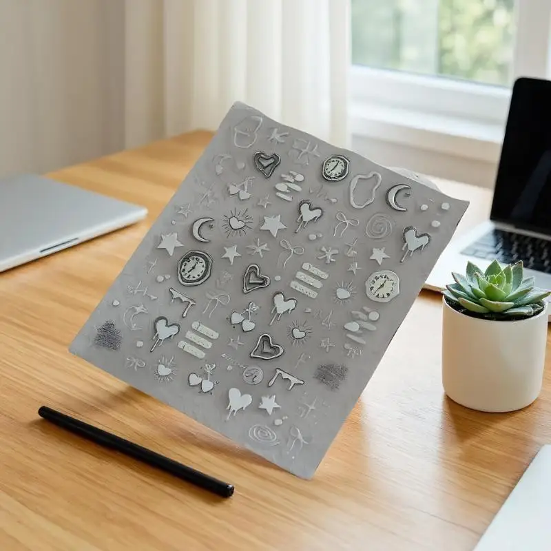 الفضة الحمم البركانية الدائري الكرز ساعة ساعة النجمي الحب معدل ضربات القلب الرسم البياني القمر ستار خط Bowknot خط مسمار الفن ملصقات الشارات