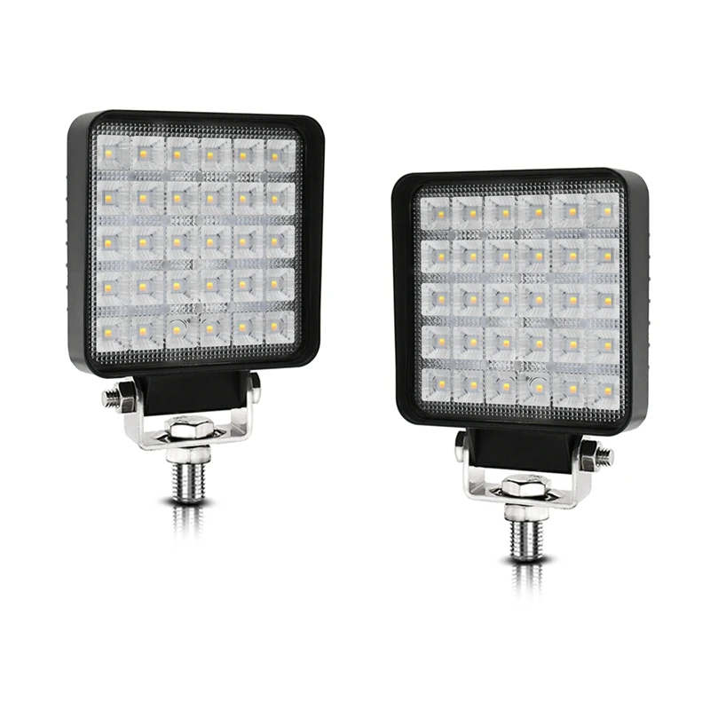 4 Inch Square LED Work Light, 2PCS 90W Flood Lamp For Offroad Heavy Equipment Vehicles Truck Tractor Cart Boat ATV UTV