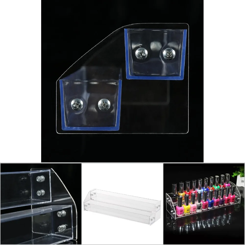 Clear Acrylic Acrylic Nail Polish Rack Sturdy and Stable Trapezoid Design Two Layer Perfume Organizer Acrylic Storage Rack