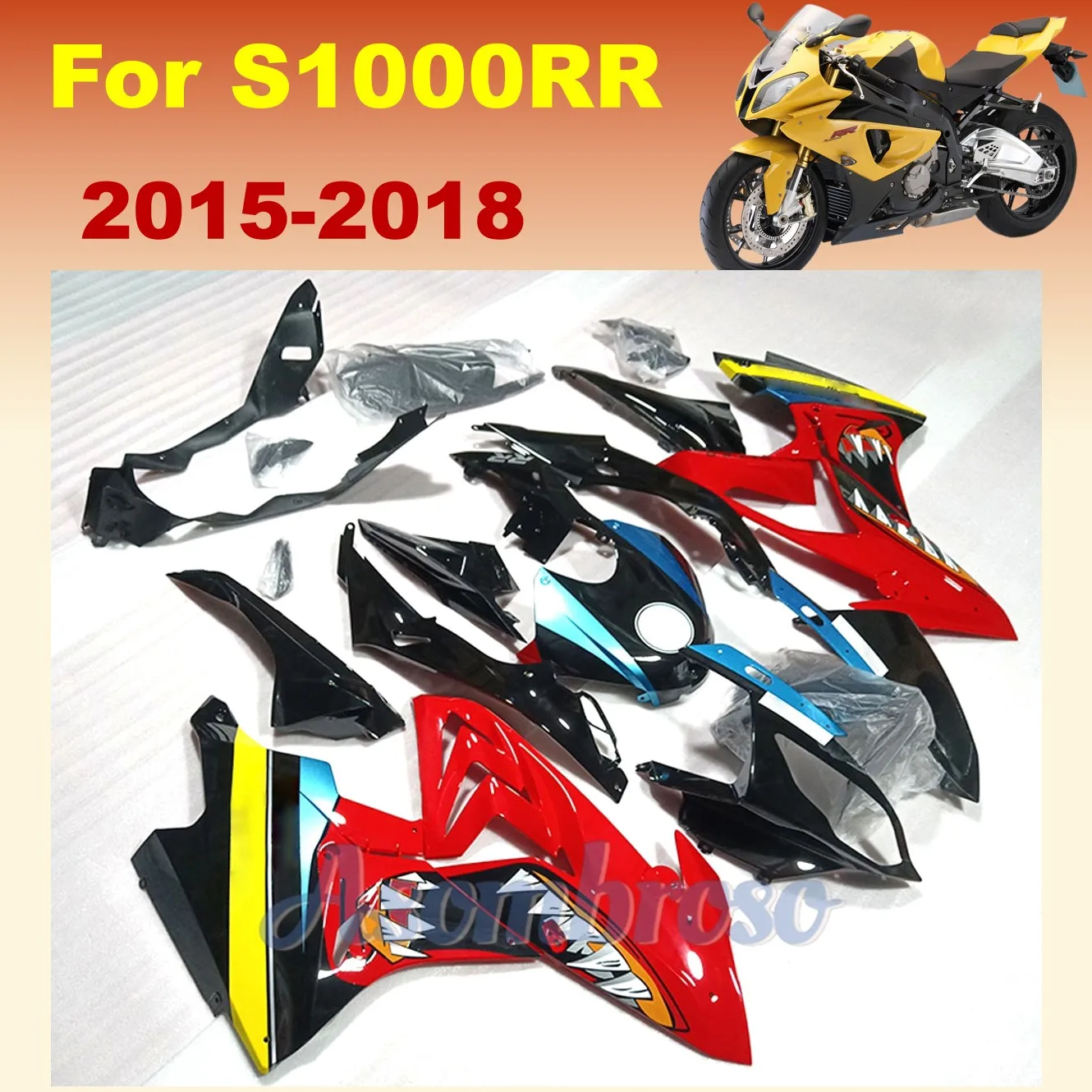 

Shark printed Red Bodywork Fairing kit fit for S1000RR 2015 2016 2018 2017 S1000 RR 15-18High Quality ABS Fairings