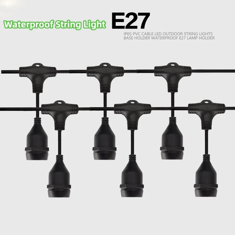 E27 Screw Type Waterproof 5M 10LED String Lights Connection Holder 220V waterproof Christmas decorative garden lights string