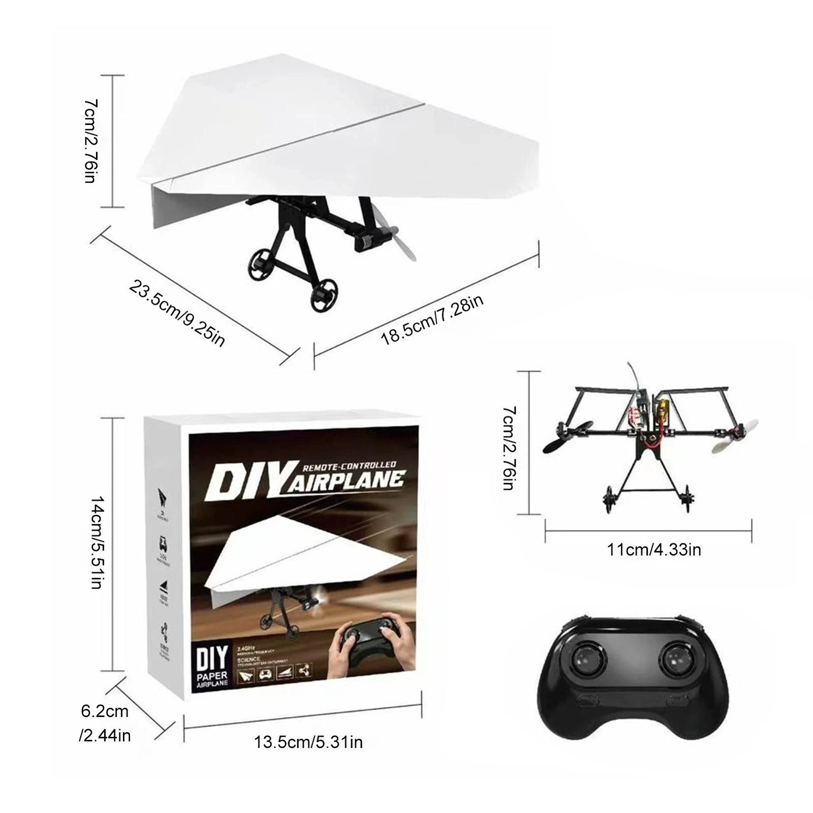 Remote Control Paper Airplane Portable Rc Aircraft Building Parts Diy Rc Plane Power Kit Creative 4-Channel Rc Aircraft Kit
