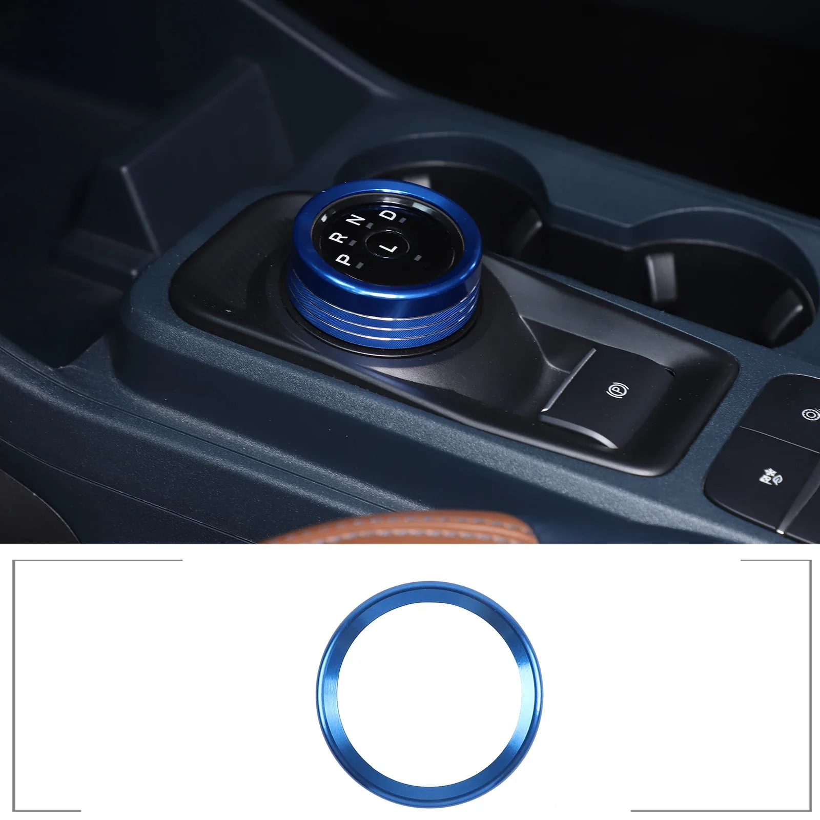 

Aluminum Alloy Blue Central Shift Control Knob Decoration Trim Ring Interior For Ford Maverick 2022 Accessories