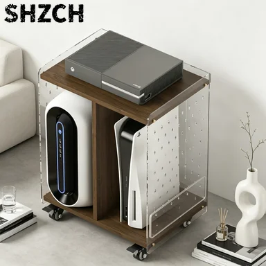 Multi Tier Rolling Printer Storage Rack Gaming PC Tower Organizer Home Computer Equipment Display Shelf for E-Sport Room Decor