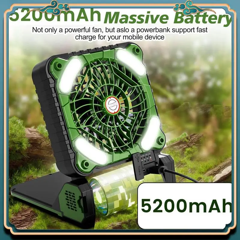 

Solar Powered Camping Fan With LED Lantern 4 Speeds 90° Folding Portable Desk Fan For Outdoor Travel Tent Personal Fan Durable A