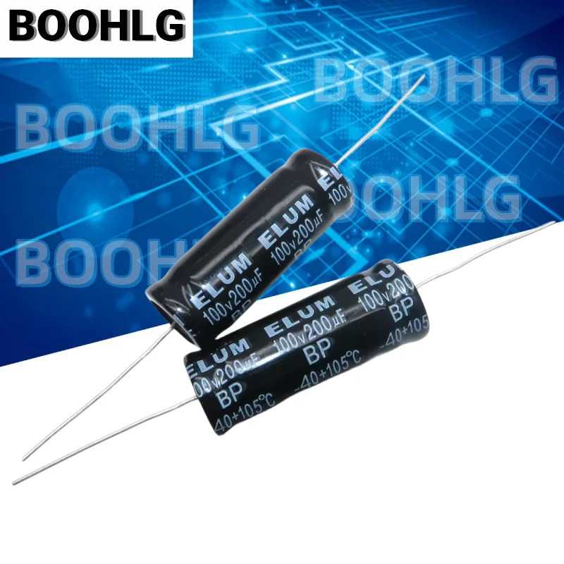2pcs 100V200UF audio frequency division BP axial non-polar electrolytic capacitor 100v 200uf 16X40mm