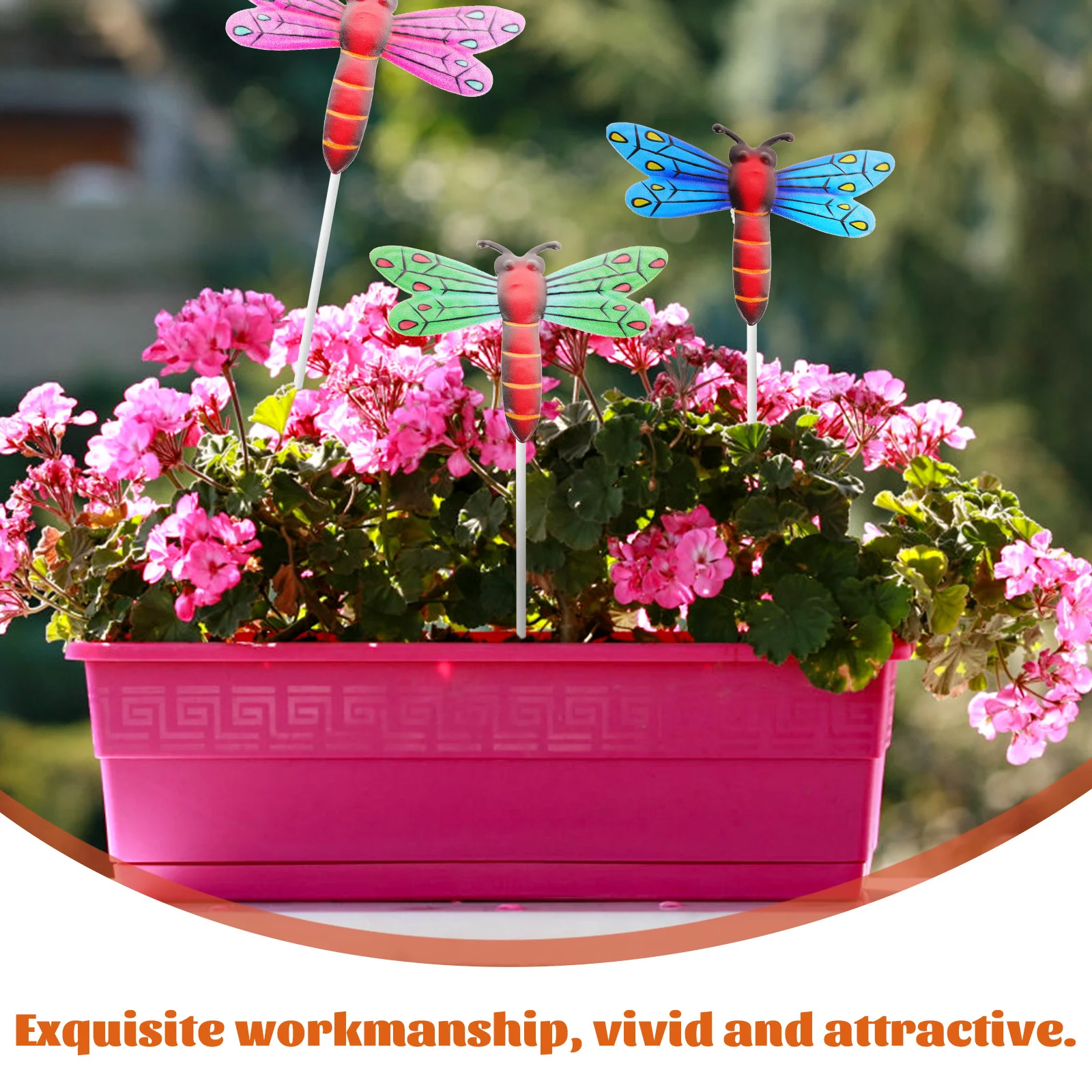 

4pcs Garden Stake Decor Dragonfly Metal Art Stakes For Yard Lawn Patio Outdoor Iron Ornament 3D Insect Sculpture