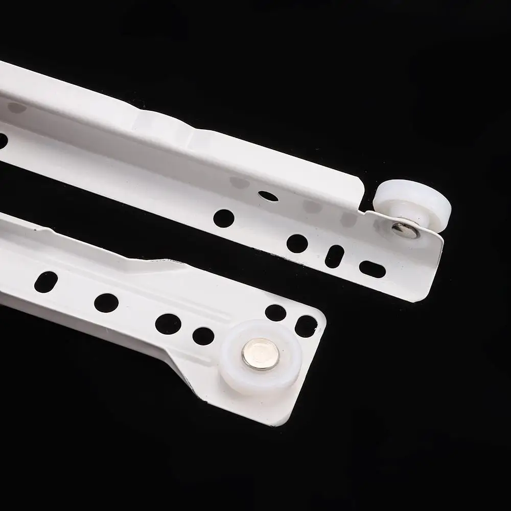 1Pair Durable Clothing Two Section Computer Table Chute Drawer Track Slides Cabinets Keyboard Roller Two Cabinet Rails