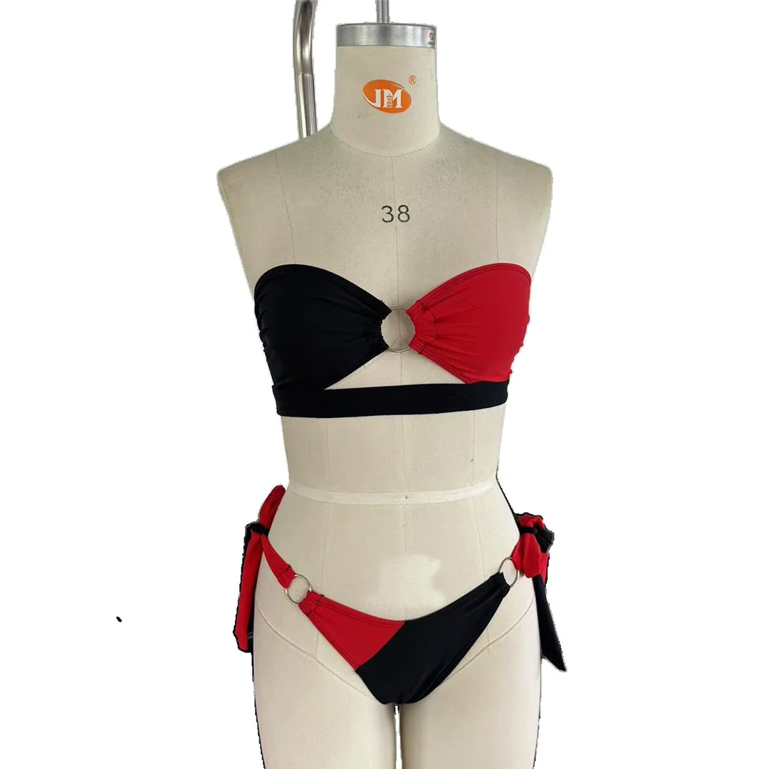 S - XXL Sexy Bandeau-Bikini mit Cut-Outs, zweiteiliger Badeanzug für Damen, Badebekleidung, Badeanzug, Schwimmanzug V7429 – Detail 8
