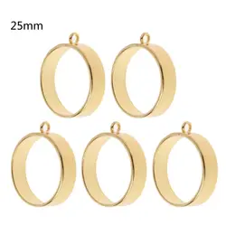 E0BF Novelty 5 Pcs Keyrings Pendant Blanks Open Back Bezels Round Framework DIY Art Craft for Resin Jewelry Making Decoration
