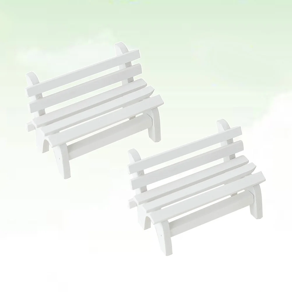 

2pcs Miniature Bench Decorative Garden Decorative Garden Bench Chair Small Porch For Home Desk Decoration Landscape Ornament