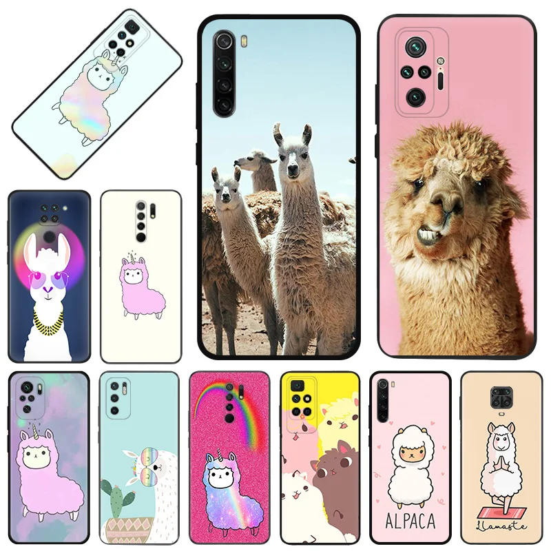 Phone Case for Redmi A2 A1 K60 K50 K40 9T 9C 9A 9I Note 9 9S 8T 8 7 Xiaomi CC9Pro Sheep Alpaca Llama Soft Black Anti-Drop Cover