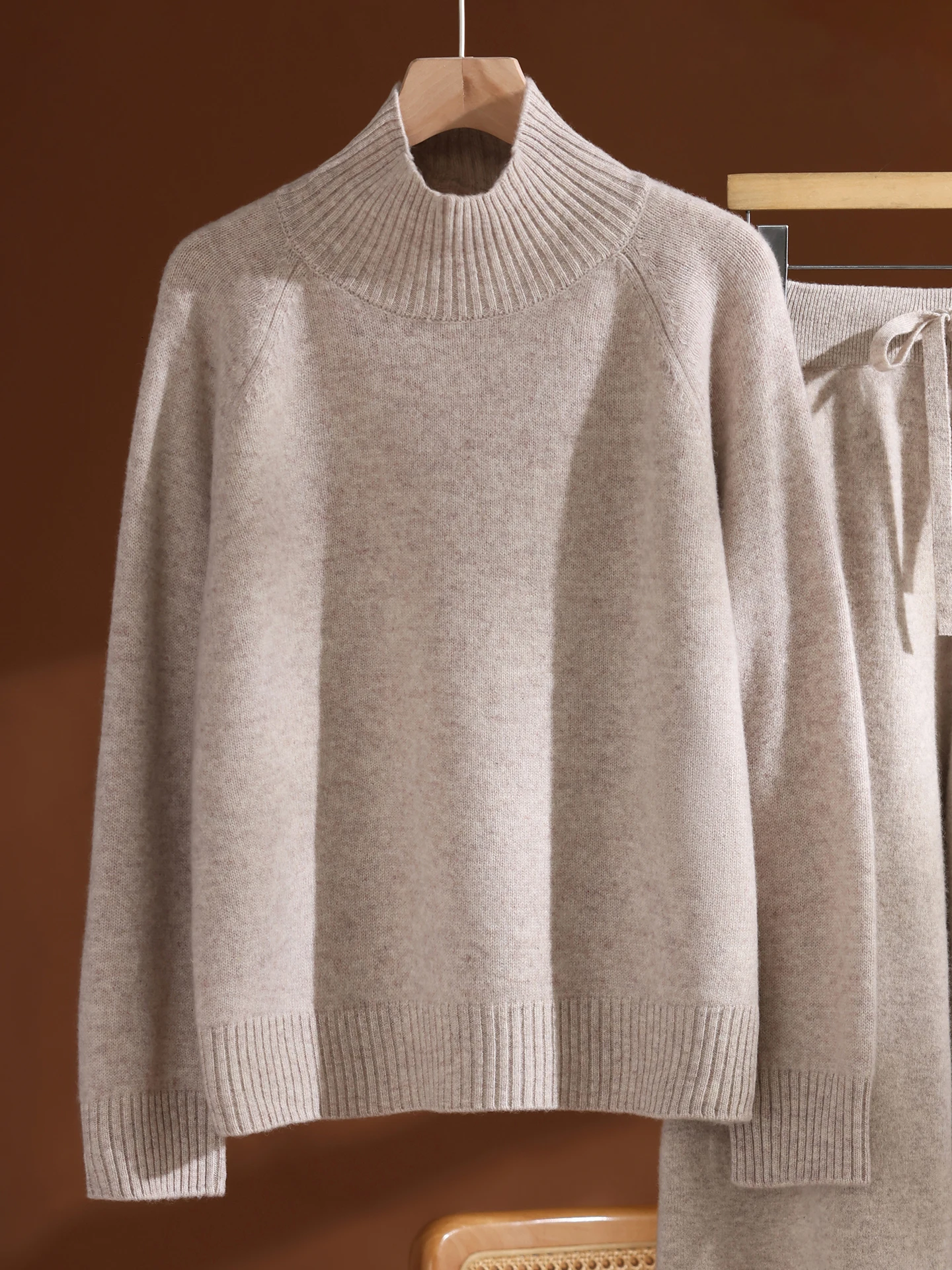 

Elegant Autumn Winter Turtleneck Pullover Sweater Temperament Warm Soft Comfort Solid Casual Loose 100% Merino Wool Knitwear