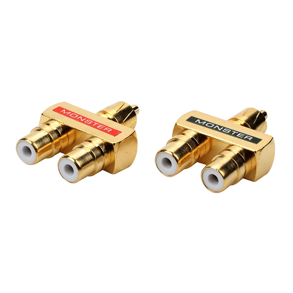 1 RCA Male To 2 RCA Female Gold-plated Copper AV Audio RCA One In Two One Male and Two Females Adapters