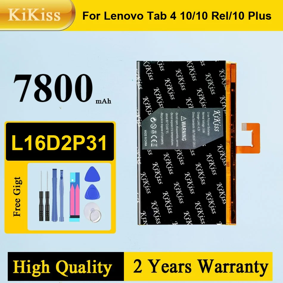 7800mAh Battery L16D2P31 for LENOVO TAB4 TAB 4 10 / 10 REL  / 10 PLUS 10PLUS TB-X304L X304F TB-X704F X704L X504F X504L Batteria