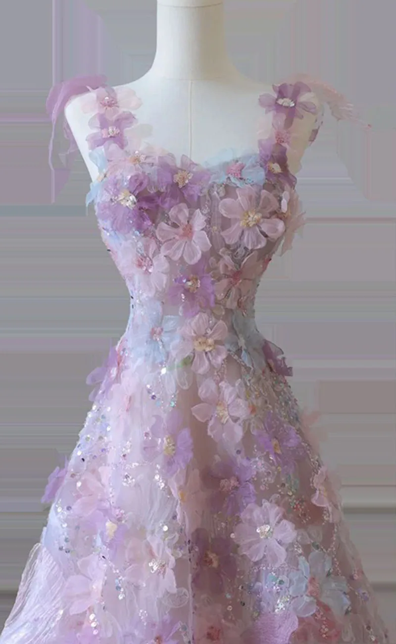 DongCMY Purple Flower Gown Evening Dress 2026 New Style Women Evening Long Party Vestido Longo Festa Robes Longues Customized image 5