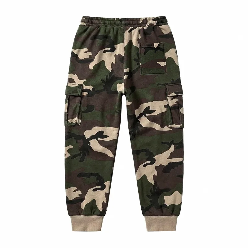 Herren Einteilige Herbst/Winter Fleece-Gefütterte Tarnfarben-Arbeitshose mit Kordelzug, Mehrfachtaschen Lässige Weite Sport-Hose – Detail 21