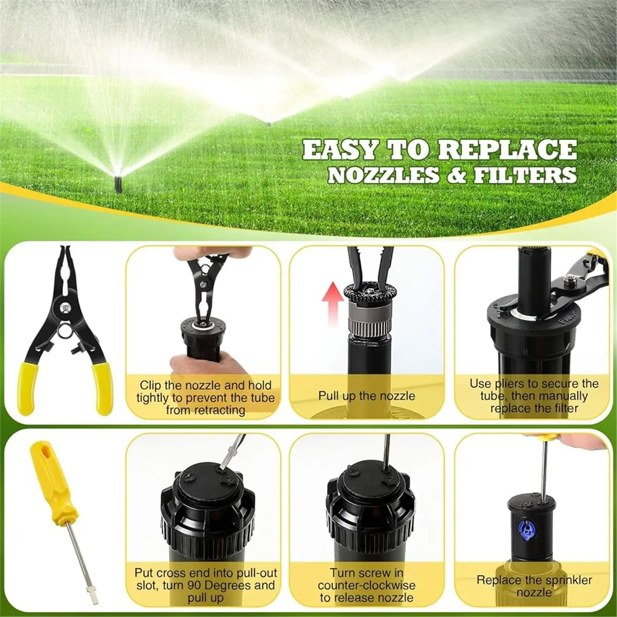 BHBL Sprinkler Head Tool Set, Sprinkler Removal Tool and Pull Up Tools for 1800 5000 Series, Adjustment Screwdriver