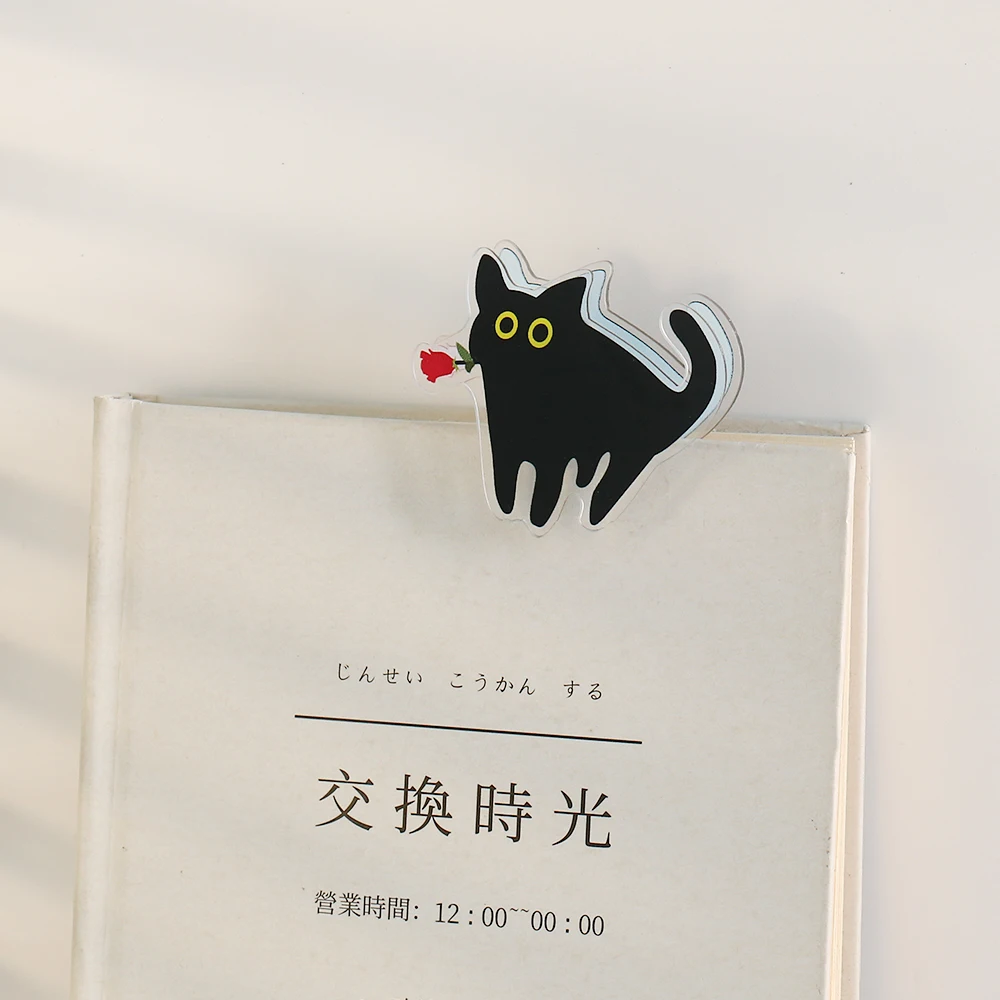 4Pcs/set black cat Clip Acrylic Cute Page Holder Paper Clips Binder Clip Clamp File Index Photo Stationery Storage Office School