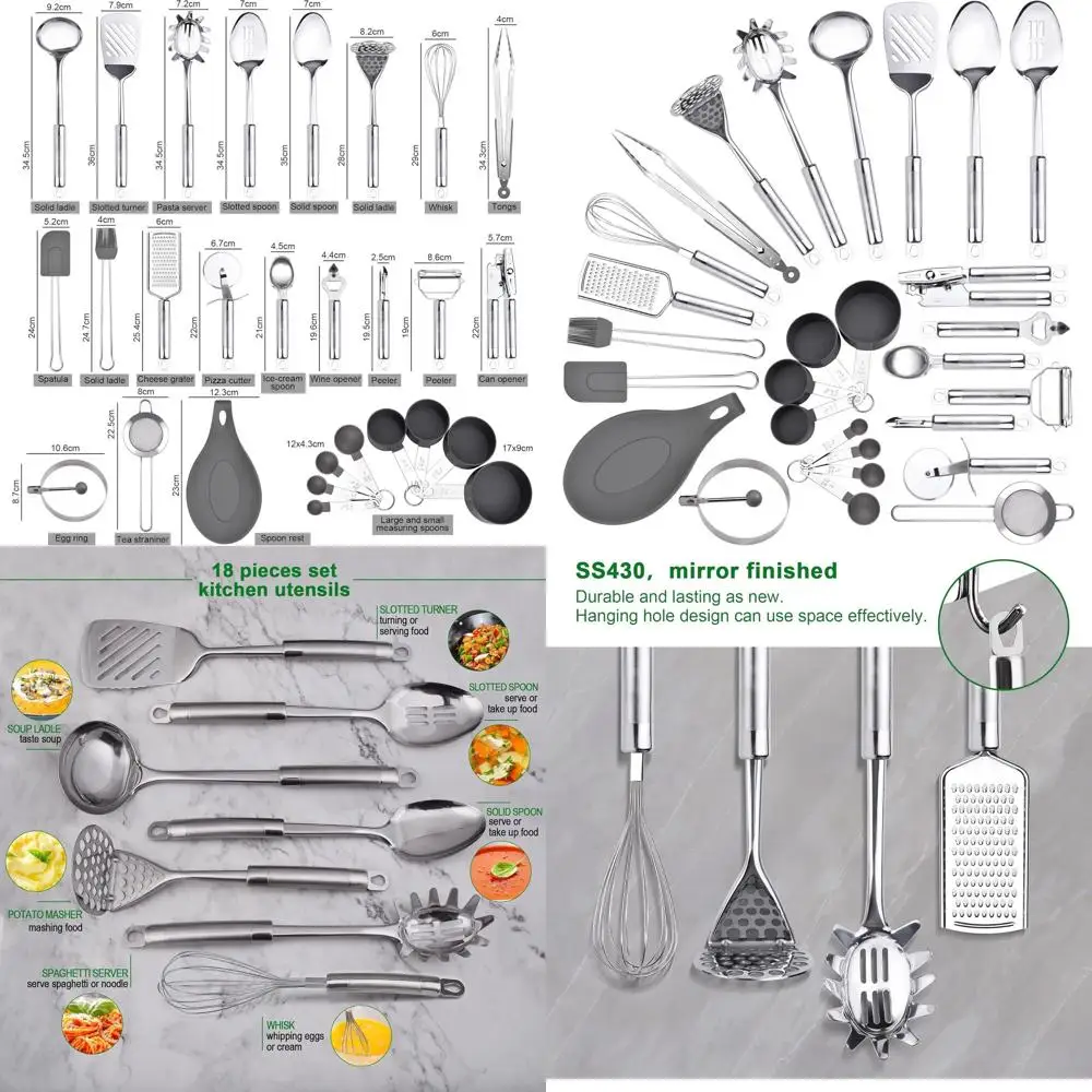 

Complete 28-Piece Stainless Steel Kitchen Utensil Set with Stand - Ideal Gift for Cooking Enthusiasts