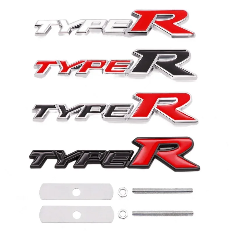 3D Metal Type R Front Grill Rear Trunk Emblem Badge Sticker Decal For Honda Civic TyperR CRV HRV Accord Fit Car Accessories