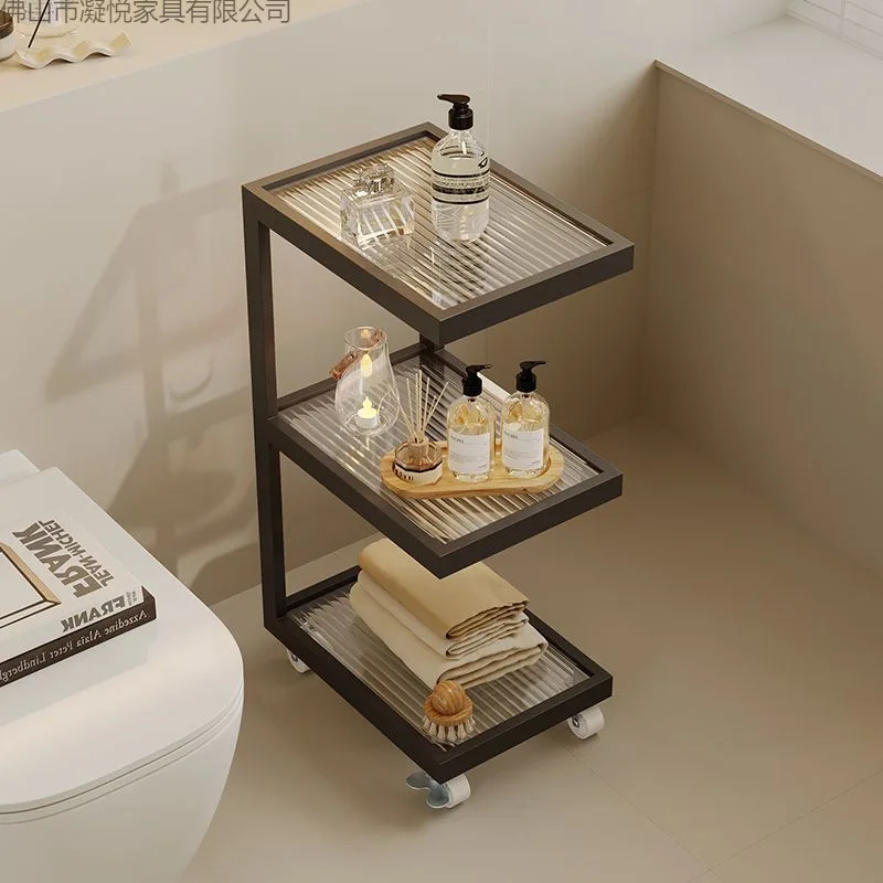 

Toilet rack Floor-to-ceiling bathroom storage rack Narrow toilet Next to storage rack Small shelf