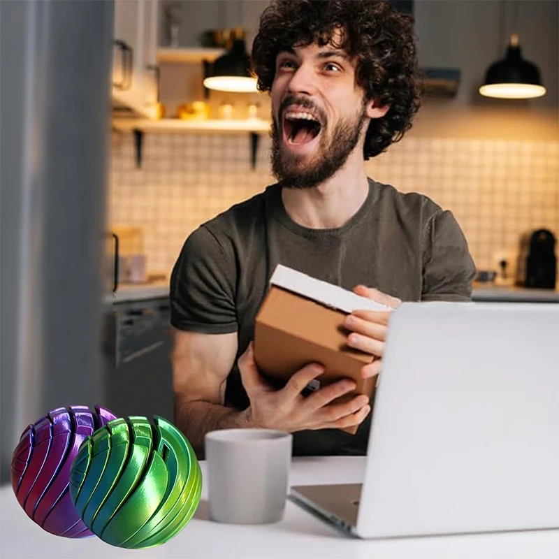3D Printed Twistsphere Fidget Toy Slime Ball Fidget Toy Gear Liquid Flow Ball With Rotating Design Anxiety Relief Toy For Office