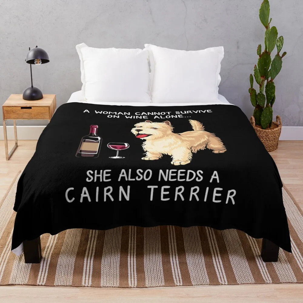 

Cairn Terrier and wine Funny dog Throw Blanket Extra Large Throw Plaid on the sofa Sofa Throw Blankets