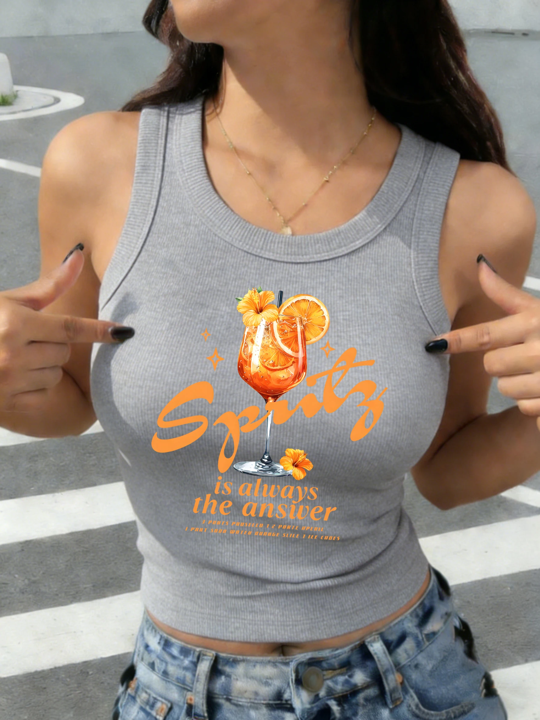 

Женская летняя майка-топ Y2K из хлопка без рукавов с принтом «Оранжевый сок — всегда ответ» в корейском стиле, повседневная