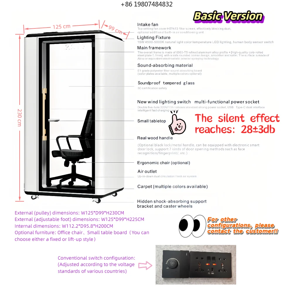 Cabine Acústica para Escritório, Pod Modular Personalizado para Reuniões, Estudo e Videoconferência Profissional