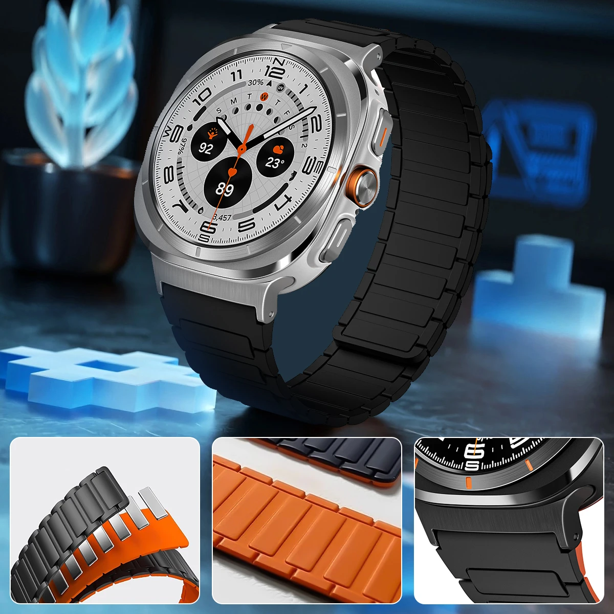 Cinturino in Silicone senza spazi vuoti per Samsung Galaxy Watch 7 Ultra 47mm cinturino sportivo con cinturino magnetico rapido per Galaxy Watch