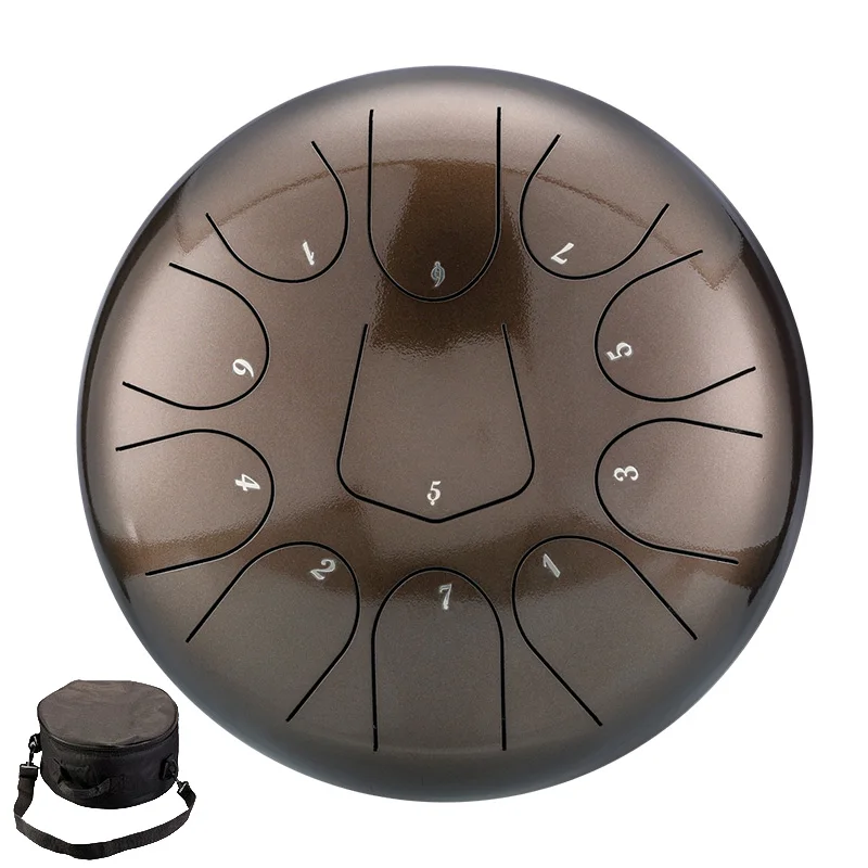 Hluru 11 Notes Glucophone Steel Tongue Drum 12 Inch 11 Notes Music Drum Ethereal Drum Yoga Meditation Percussion Instrument ﻿