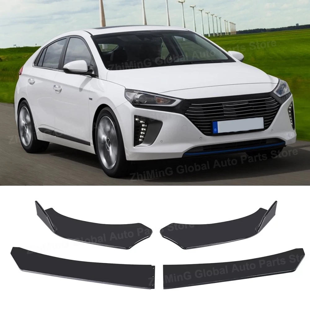 Für Hyundai Ioniq Auto Frontstoßstange Lippe Karosserie-Kit Canard Lippe Diffusor Spoiler Kratzschutz Abdeckungen Autoteile Schwarz