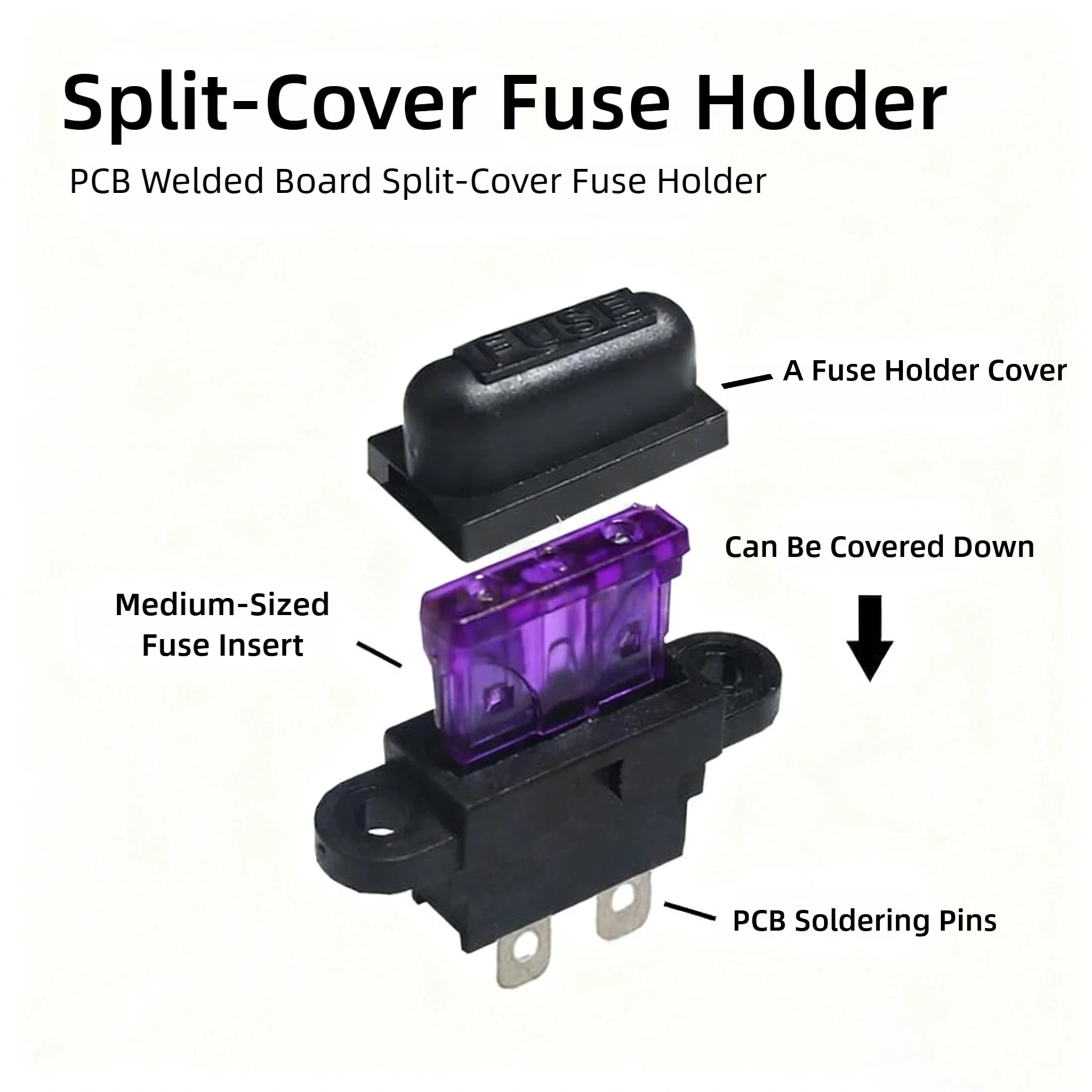 Car Waterproof Fuse Seat, Litte Fuse Plate,1A-50A Medium-Sized Split Cover Type Ear Fuse Seat Insert With Cover